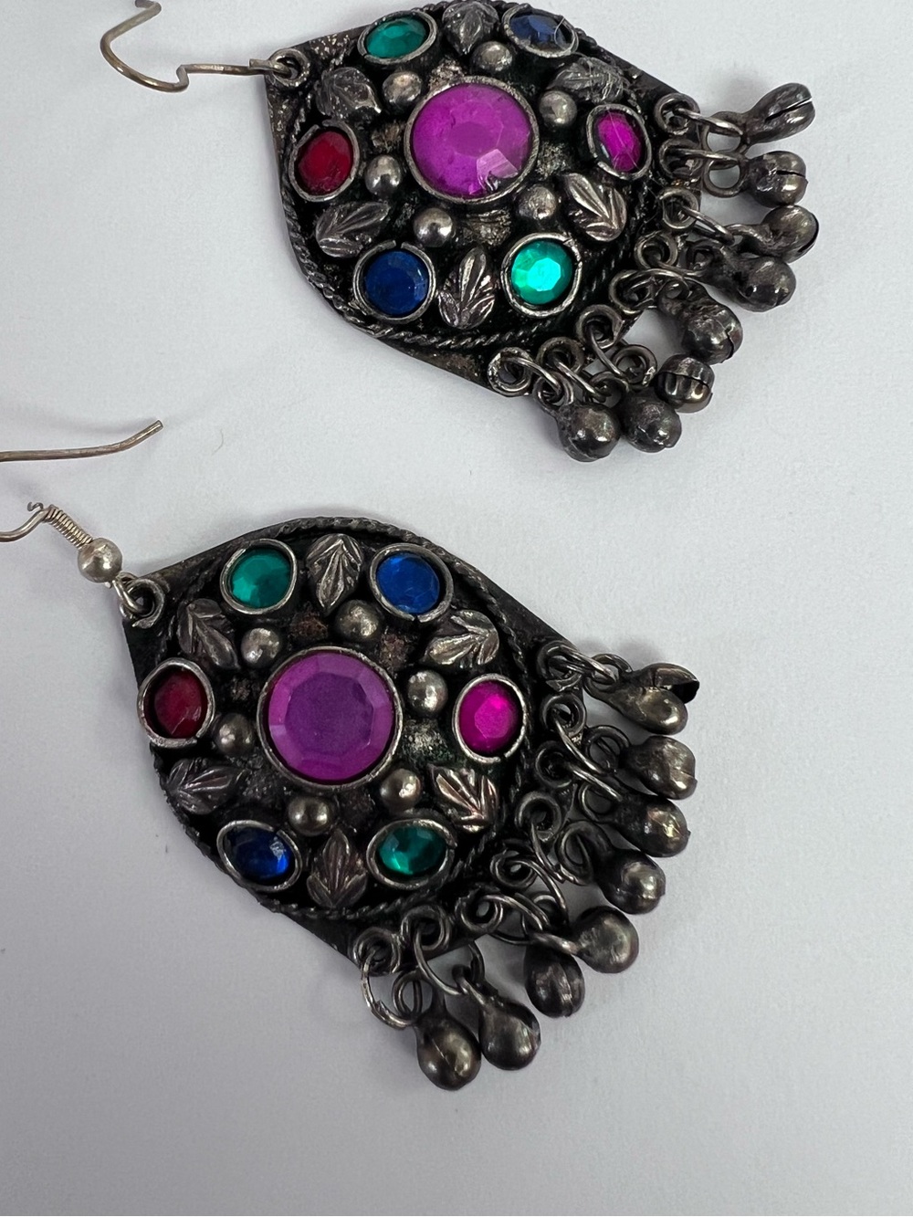 Pier 1 imports earrings 90s vintage India huge colorful statement dangle costume